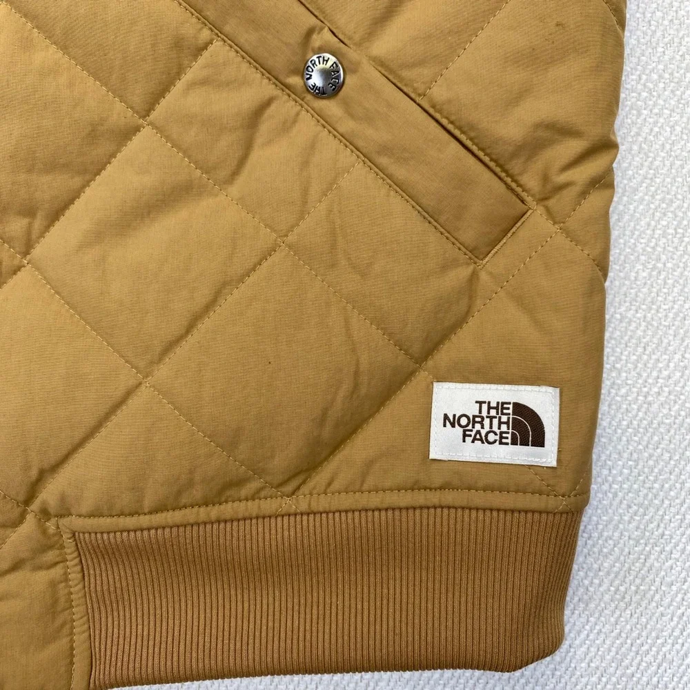 The North Face Cuchillo Insulated Quilted Sherpa Lined Bomber Vest Mens M Tan